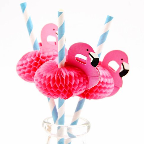 Flamingo and Striped Straw Kit