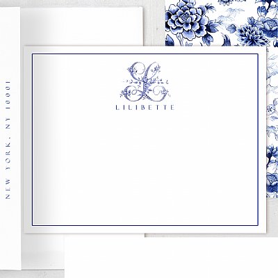 French Monogram Stationery Set (Blue)