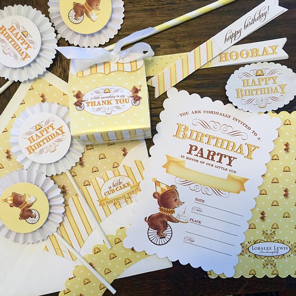 Birthday Bear Fill-in-the-Blank Invitation Set