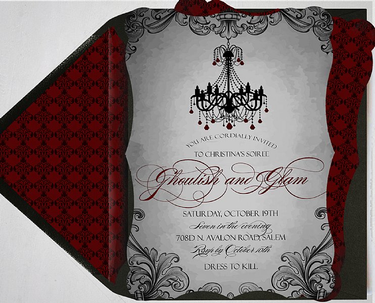 Ghoulish and Glam Victorian Cut Invitation