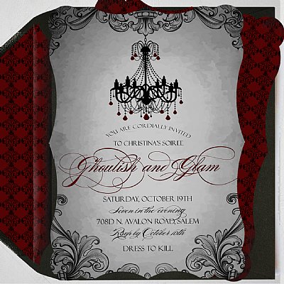 Ghoulish and Glam Victorian Cut Invitation