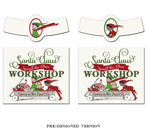 Santa's Workshop Glass Bottle Wraps