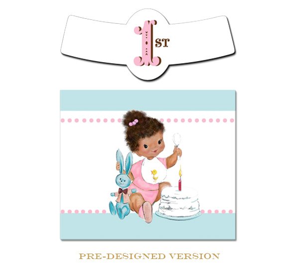 Vintage First Birthday Girl Glass Bottle Labels