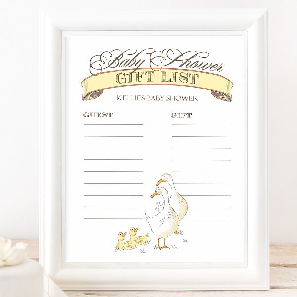 Duckling Guest & Gift List Register