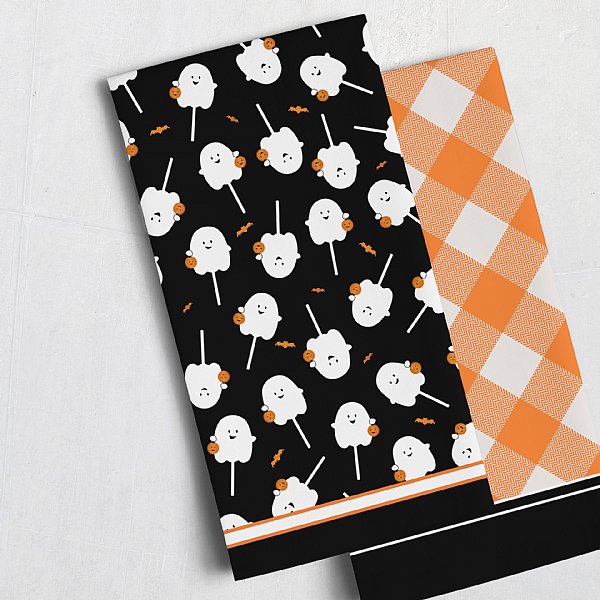 Halloween Gingham Monogram Tea Towel