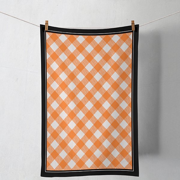 Halloween Gingham Monogram Tea Towel