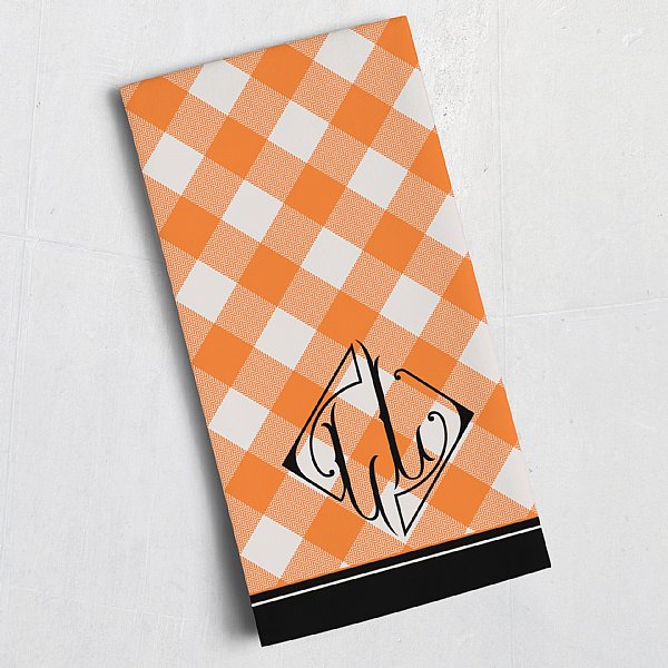 Halloween Gingham Monogram Tea Towel