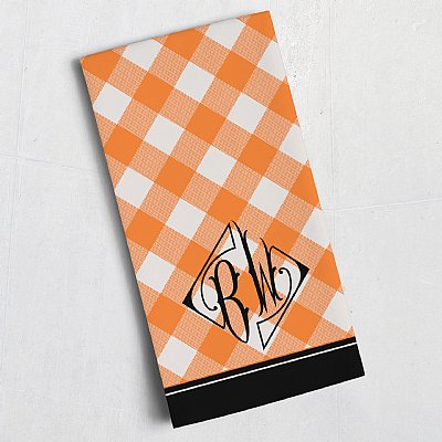 Halloween Gingham Monogram Tea Towel