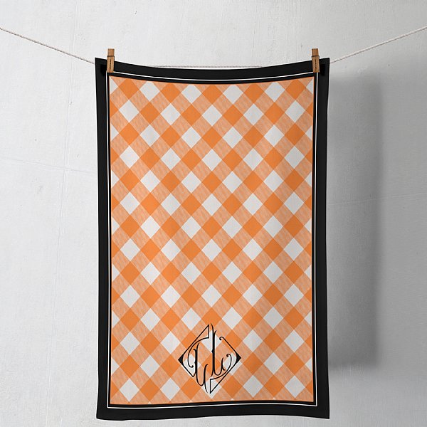 Halloween Gingham Monogram Tea Towel