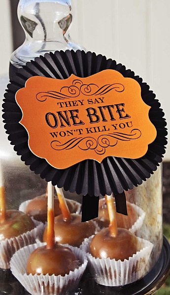 Frighteningly Fun Rosette Buffet Sign "One Bite"
