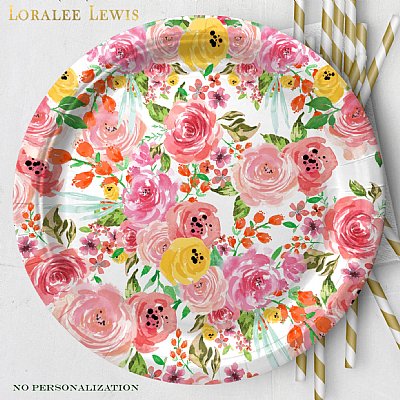 Happy Floral Paper 9" Dinner Plates