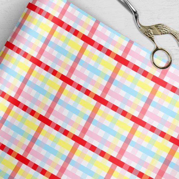 Happy Love Plaid Gift Wrap 