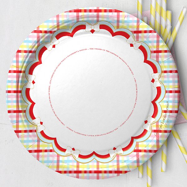 Happy Plaid Paper Dinner Plates 