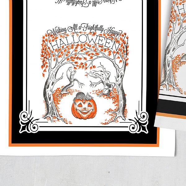 Haunted Happy Halloween Trees Tea Towel