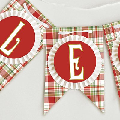 Holiday Plaid Rosette Pennant Banner