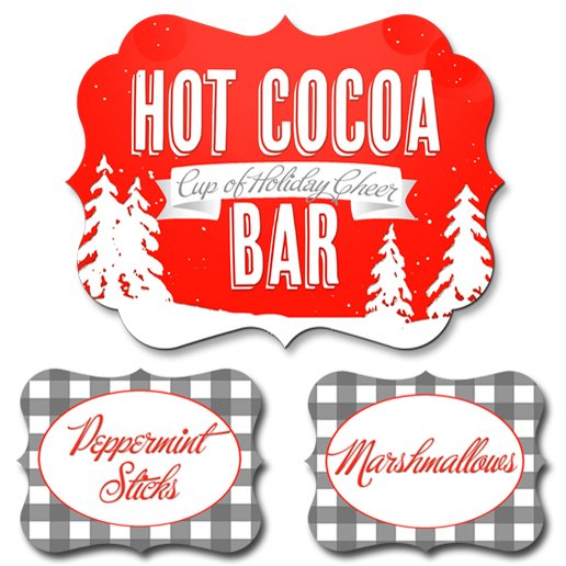 Vintage Snow Party Hot Cocoa Bar Buffet Signs