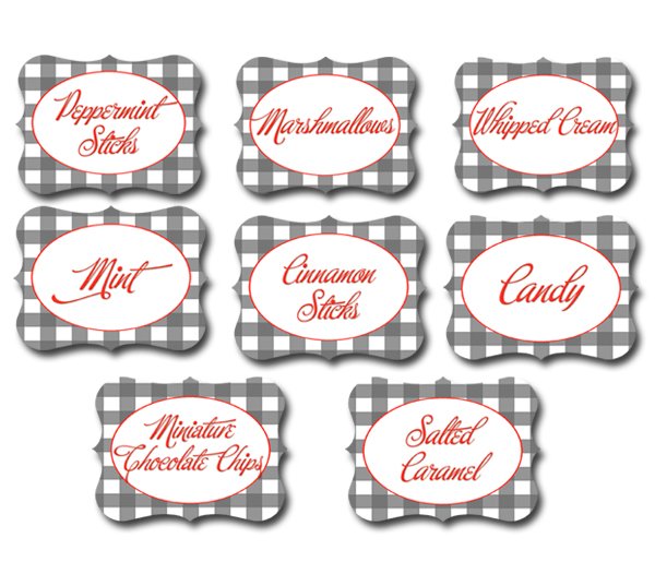 Vintage Snow Party Hot Cocoa Bar Buffet Signs