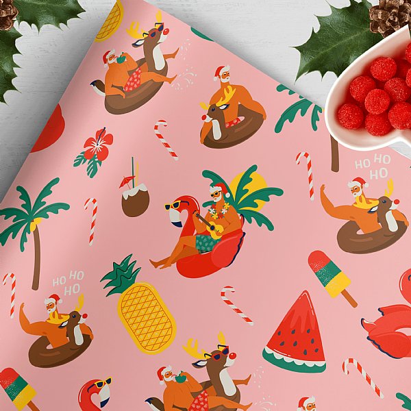 Hot Santa Christmas Gift Wrap (Tan Santa Version)