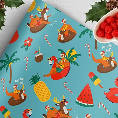 Hot Santa Christmas Gift Wrap (Tan Santa Version)