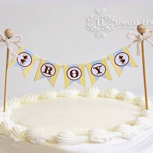 First Birthday Bear Cake Bunting Banner