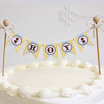 First Birthday Bear Cake Bunting Banner