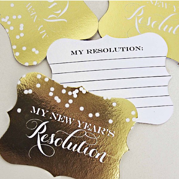 Midnight Sparkle Gold Foil New Year Resolution Cards