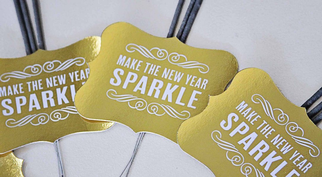 Midnight Sparkle Luxe Gold Foil Sparkler Tags
