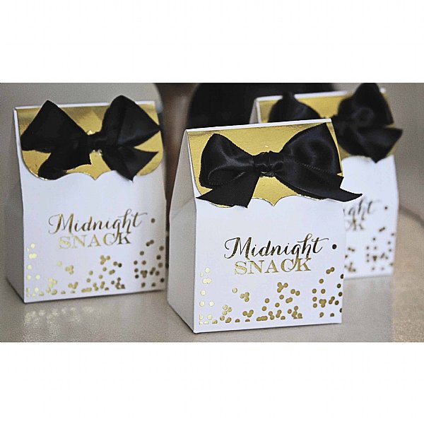 Midnight Sparkle Gold Foil Favor Boxes