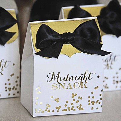 Midnight Sparkle Gold Foil Favor Boxes