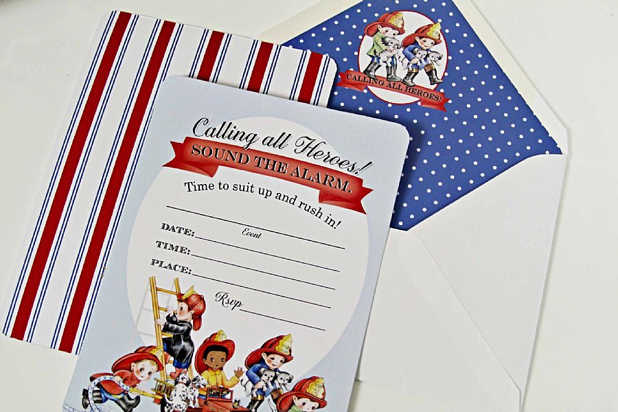 Fireman Fill-in-the-Blank Invitation Set