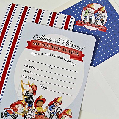 Fireman Fill-in-the-Blank Invitation Set