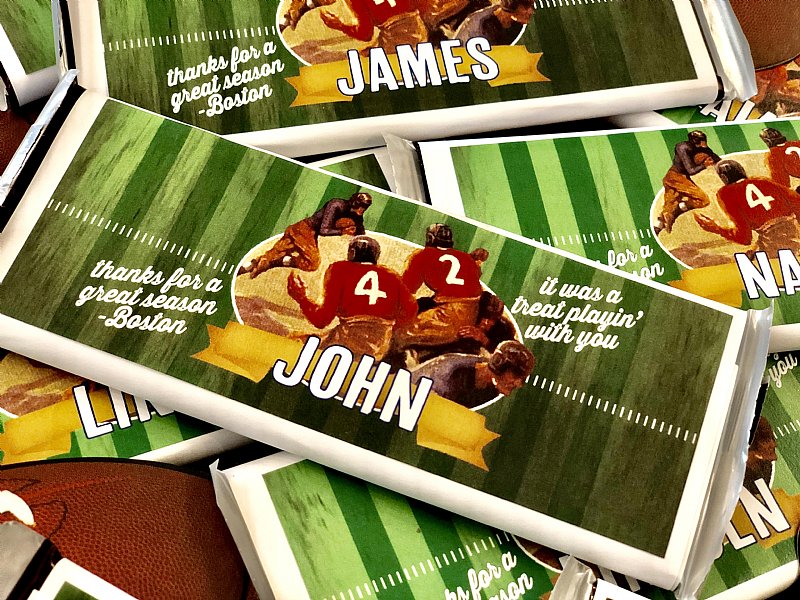 Personalized Football Candy Bar Labels