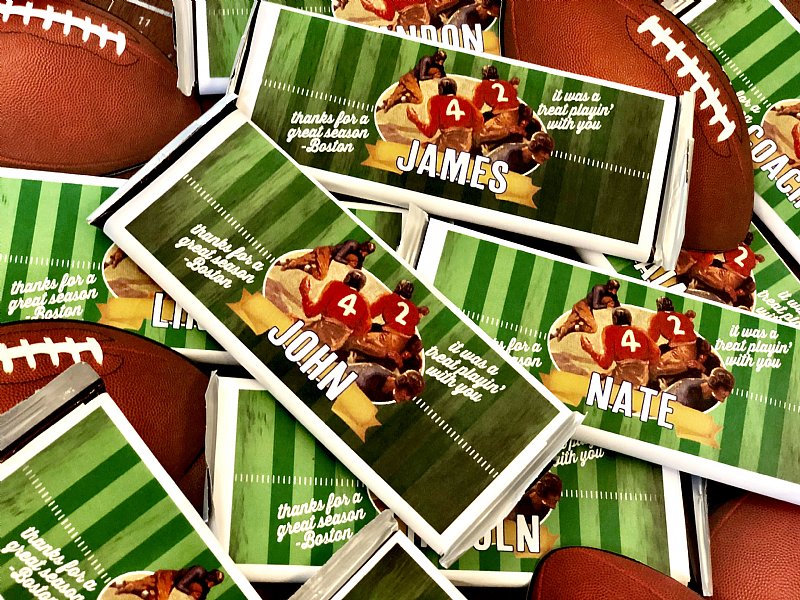 Personalized Football Candy Bar Labels