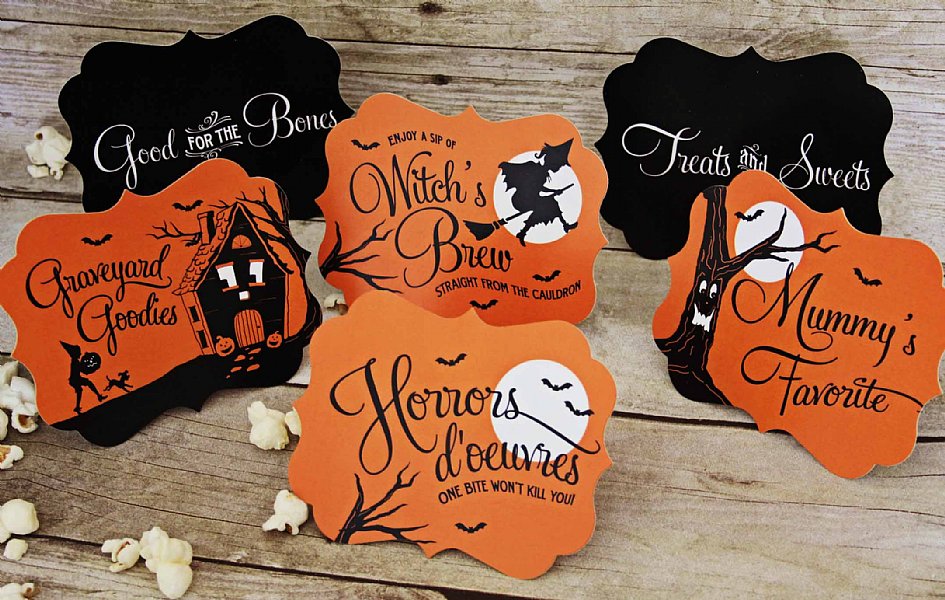 Children's Silhouette Halloween Buffet Signs