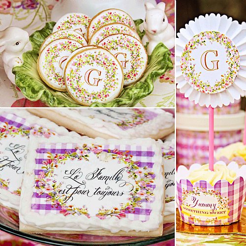 Spring Blooms Monogram Wafer Paper Images