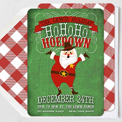 Holiday Ho Ho Hoedown Collection Invitation (White Skin Santa)