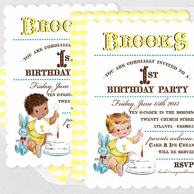 Vintage First Birthday Boy Invitation