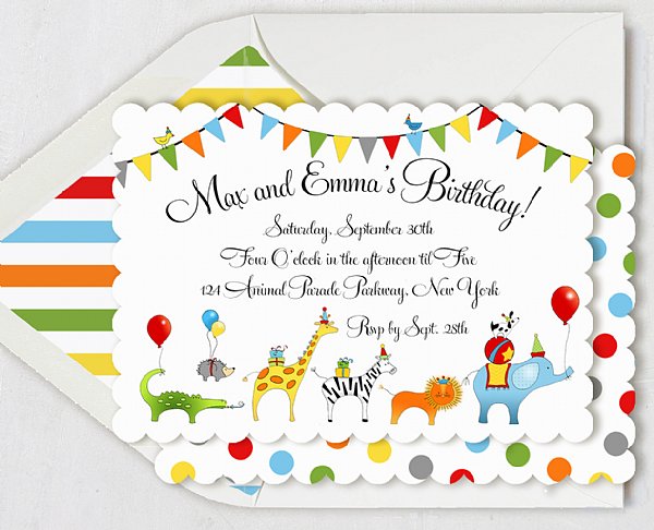 Animals on Parade Party Invitation