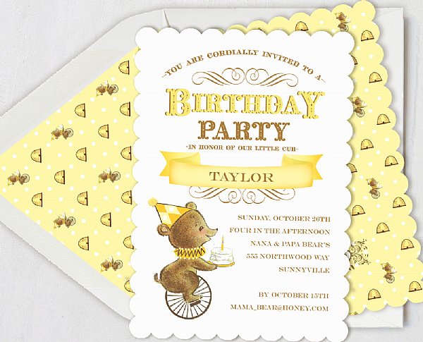 Birthday Bear Personalized Invitation Set