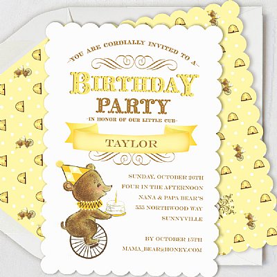Birthday Bear Personalized Invitation Set