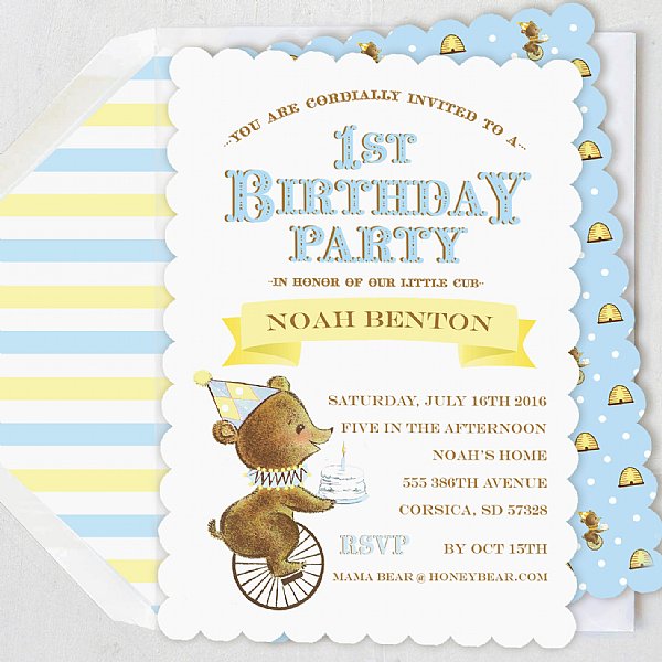 First Birthday Bear Invitation