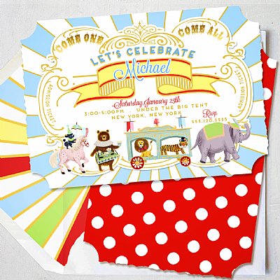 Circus Collection Personalized Invitations (Boy)