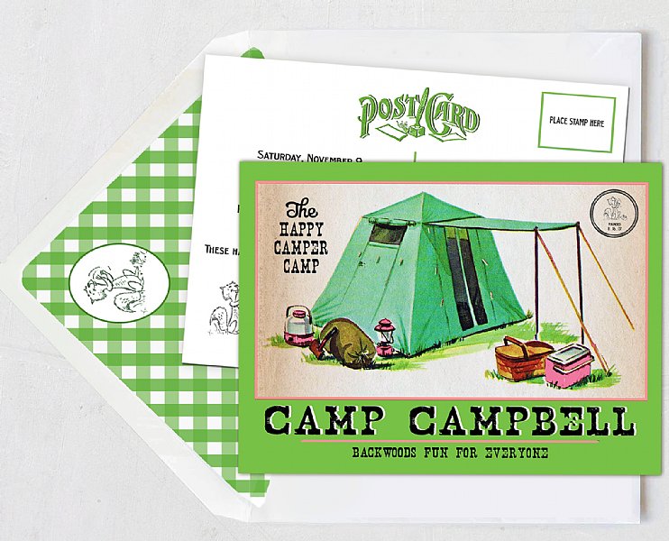 Happy Camper Postcard Invitation (Girl Version)