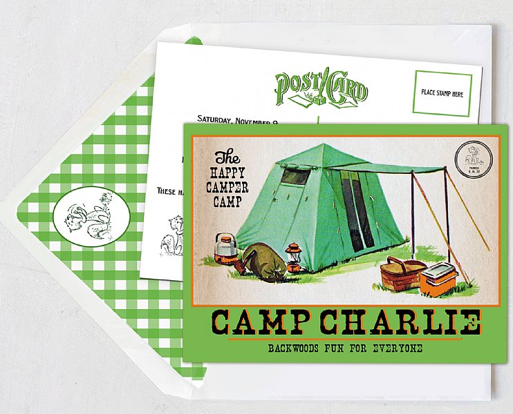 Happy Camper Postcard Invitation (Boy Version)