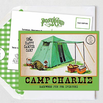 Happy Camper Postcard Invitation (Boy Version)