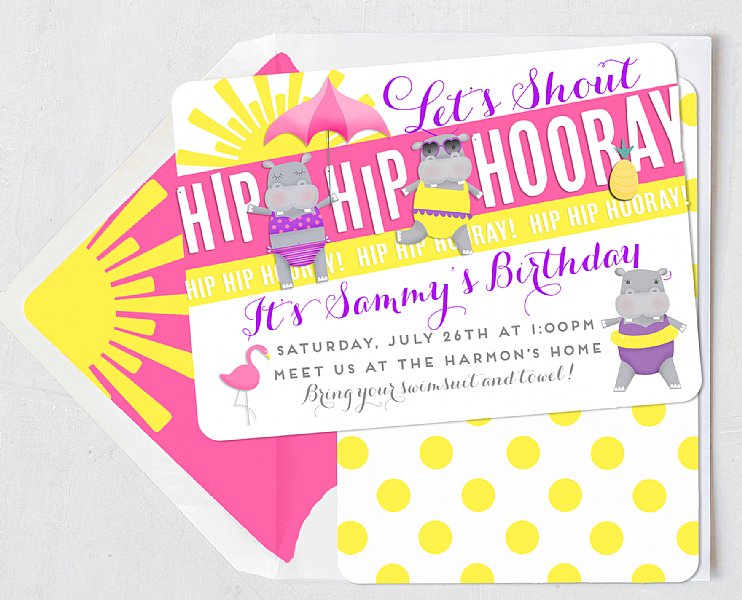 Hip Hippo Hooray! Invitation