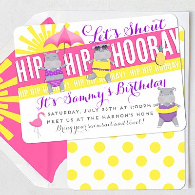 Hip Hippo Hooray! Invitation