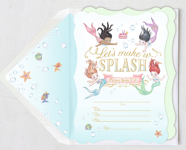 Mermaid Fill-In-the-Blank Invitation Set