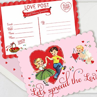 Vintage Valentine Fill-in-the-Blank Invitation Set