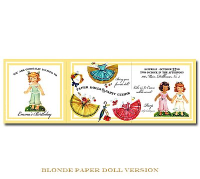 Paper Doll Trifold Invitation